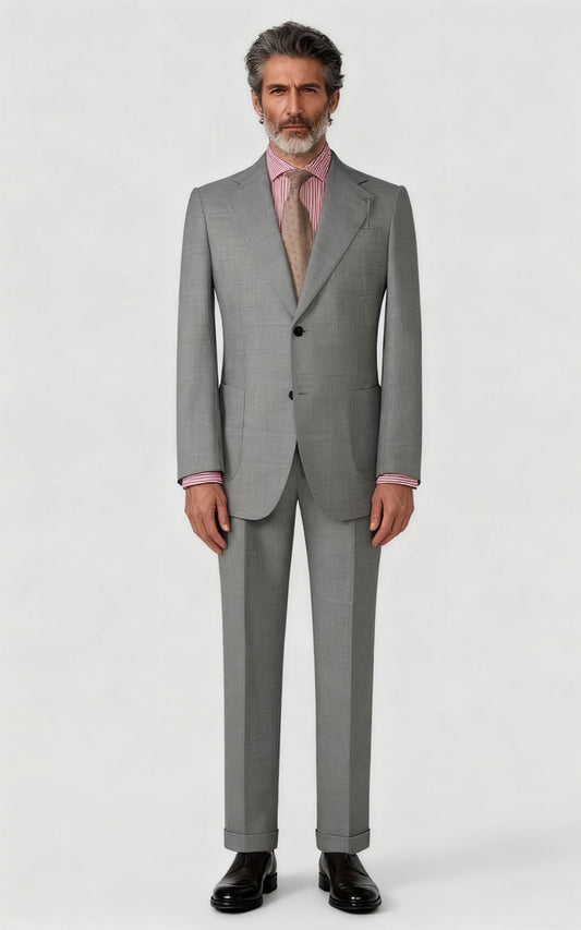 Suits customize Grey Wool Business Suit Set - Tailored Men's Attire