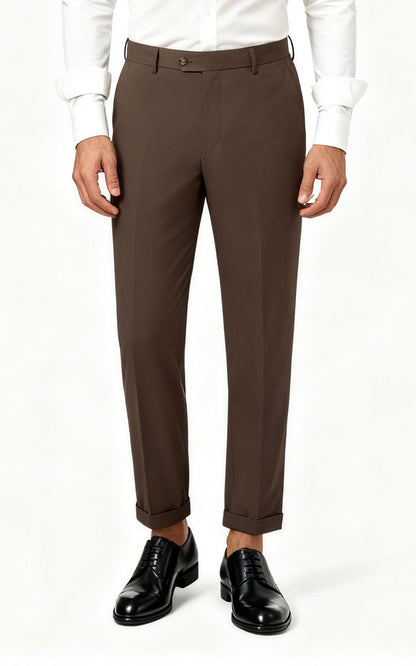 Brown Anti-Wrinkle Custom Suit Pants - Tailored Fit
