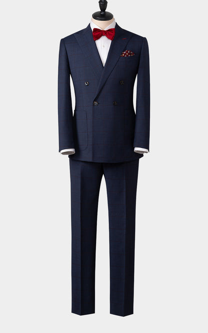 Navy blue plaid custom suit bespoke tailoring online