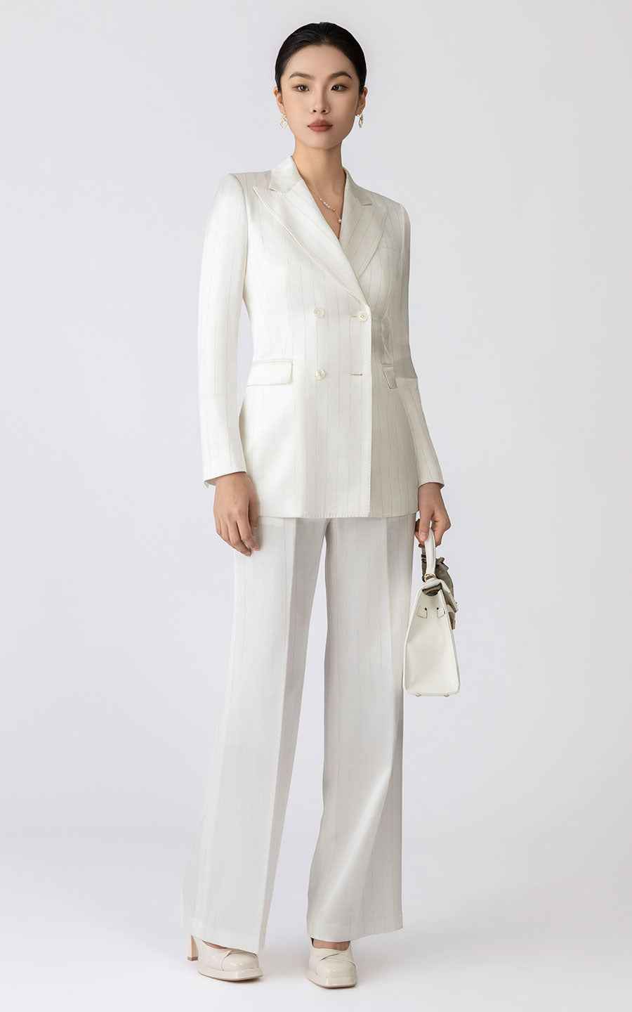 White Double-Breasted Blazer Suit - Elegant Classic