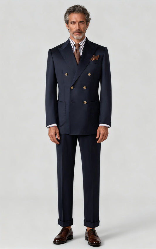 WIAI Premium Navy Wool Business Suit - Custom Tailored