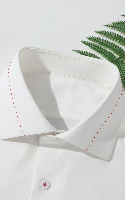 Pearl White Dress Shirt Collar Detail - Custom Fit