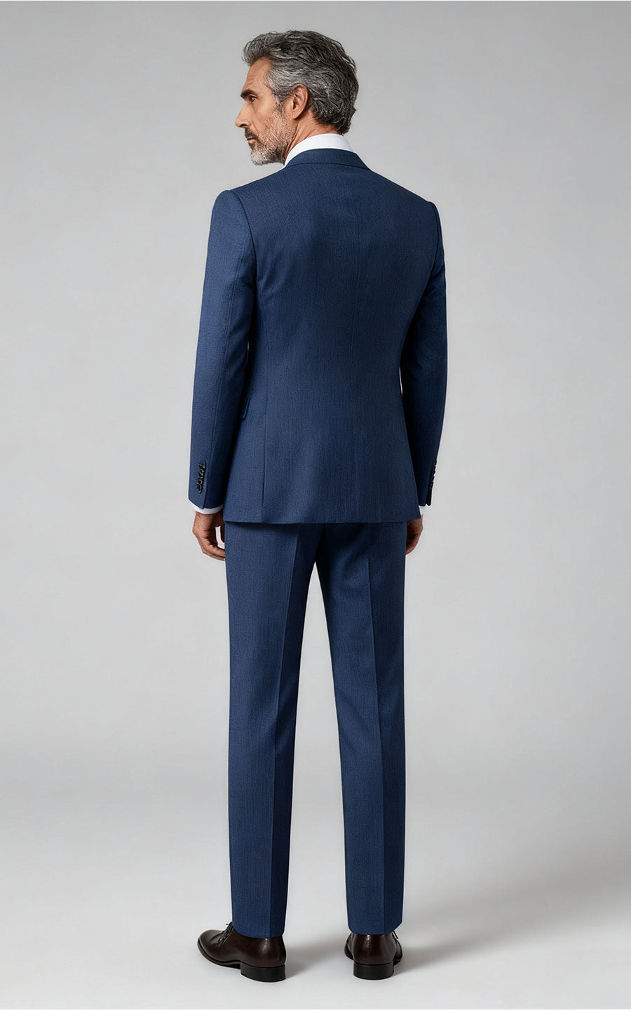 Navy Herringbone Custom Tailored Suit - Premium Fit