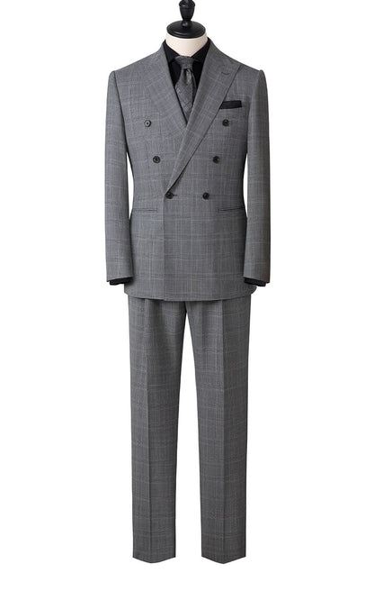 Dark grey checkered bespoke suit set custom tailored