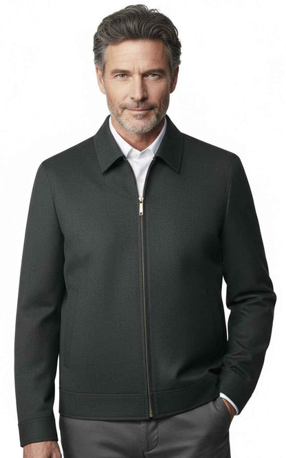 Charcoal Grey Tailored Zip Jacket for Men Business Casual