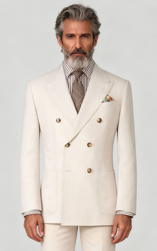 Custom Off-White Plaid Blazer - Tailored Fit Men's Jacket