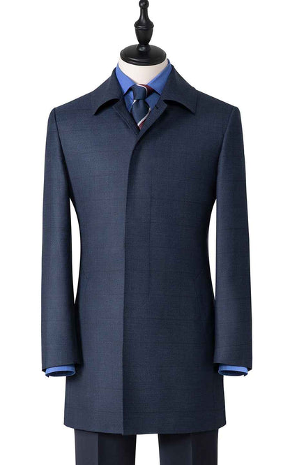 Navy Business Tailored Wool Overcoat Mens Winter Coat