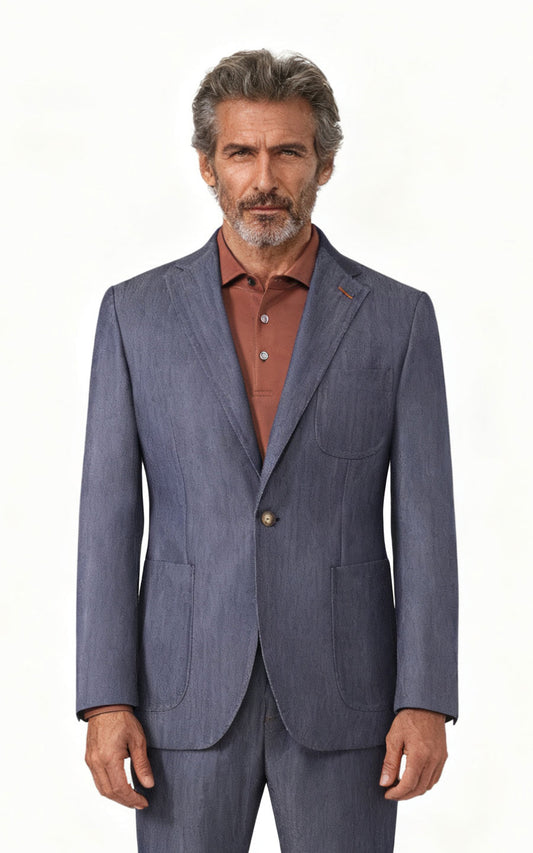 Washable Wool Denim Blazer - Tailored Comfort & Style