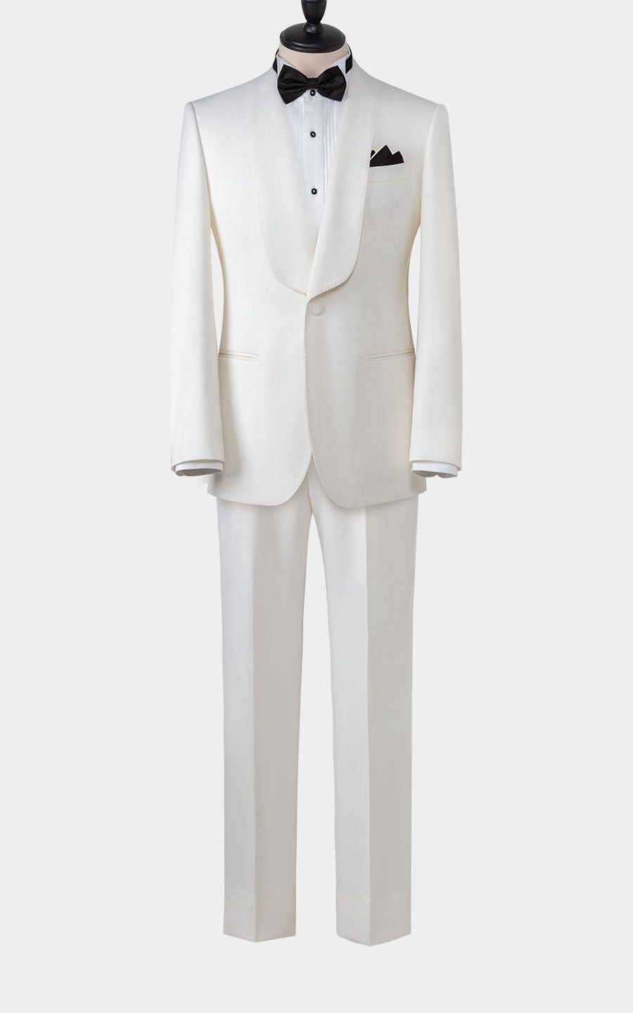 Creamy white wool custom formal dress tailored suit style
