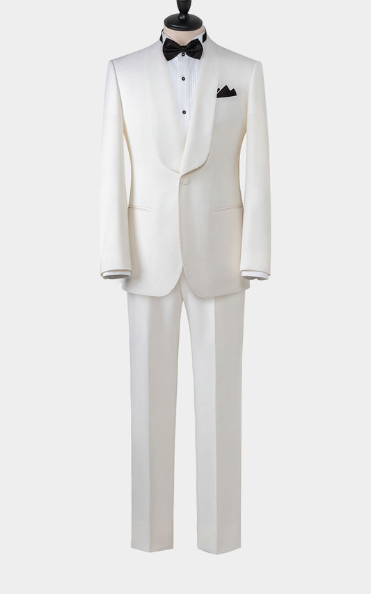 Creamy white wool custom formal dress tailored suit style