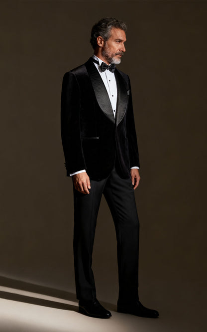 Black Velvet Custom Tuxedo - Elegant Formal Wear