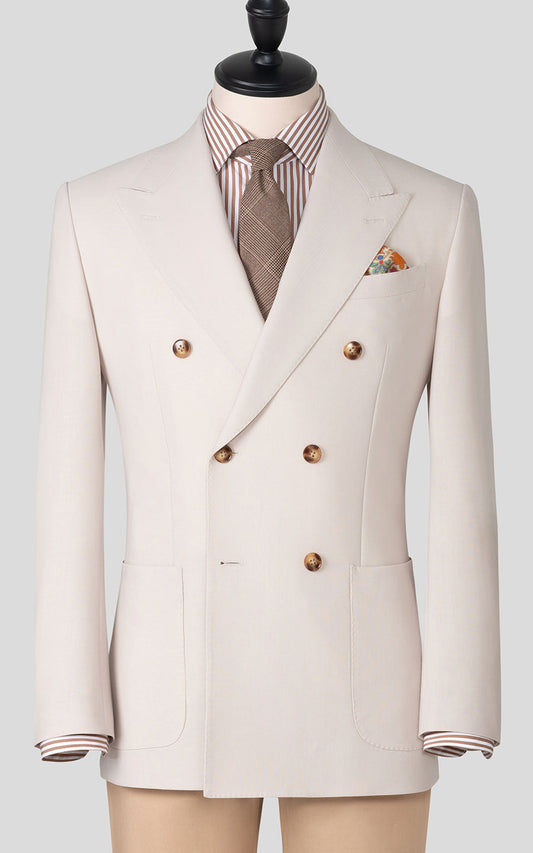 Off-white plaid blazer front view custom tailored fit
