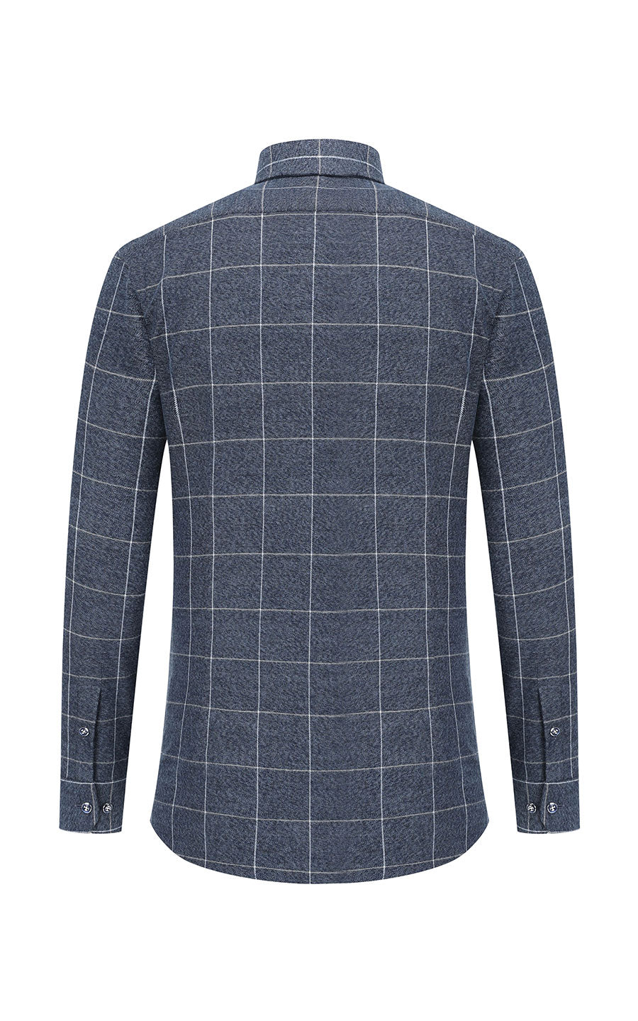 Men's dark blue flannel shirt front - custom tailored