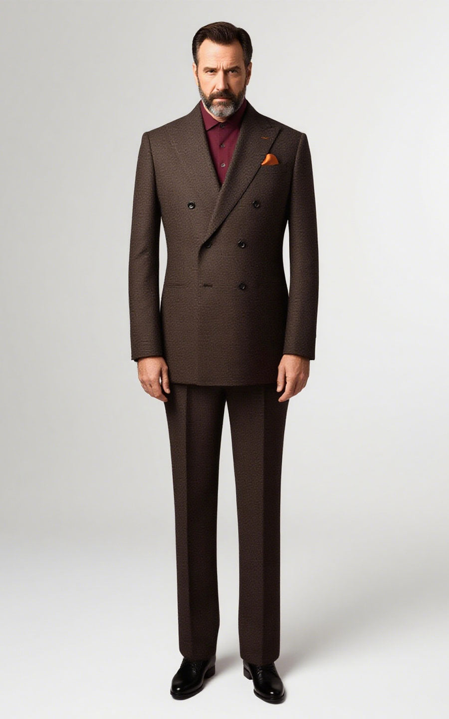 Dark Brown Checkered Business Suit - Tailored Fit
