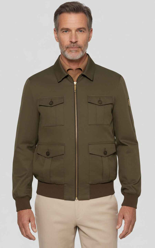 Tailored Green Utility Jacket Men Premium Casual Outerwear