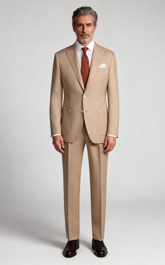 Custom Khaki Twill Business Suit - Tailored Men's Formal