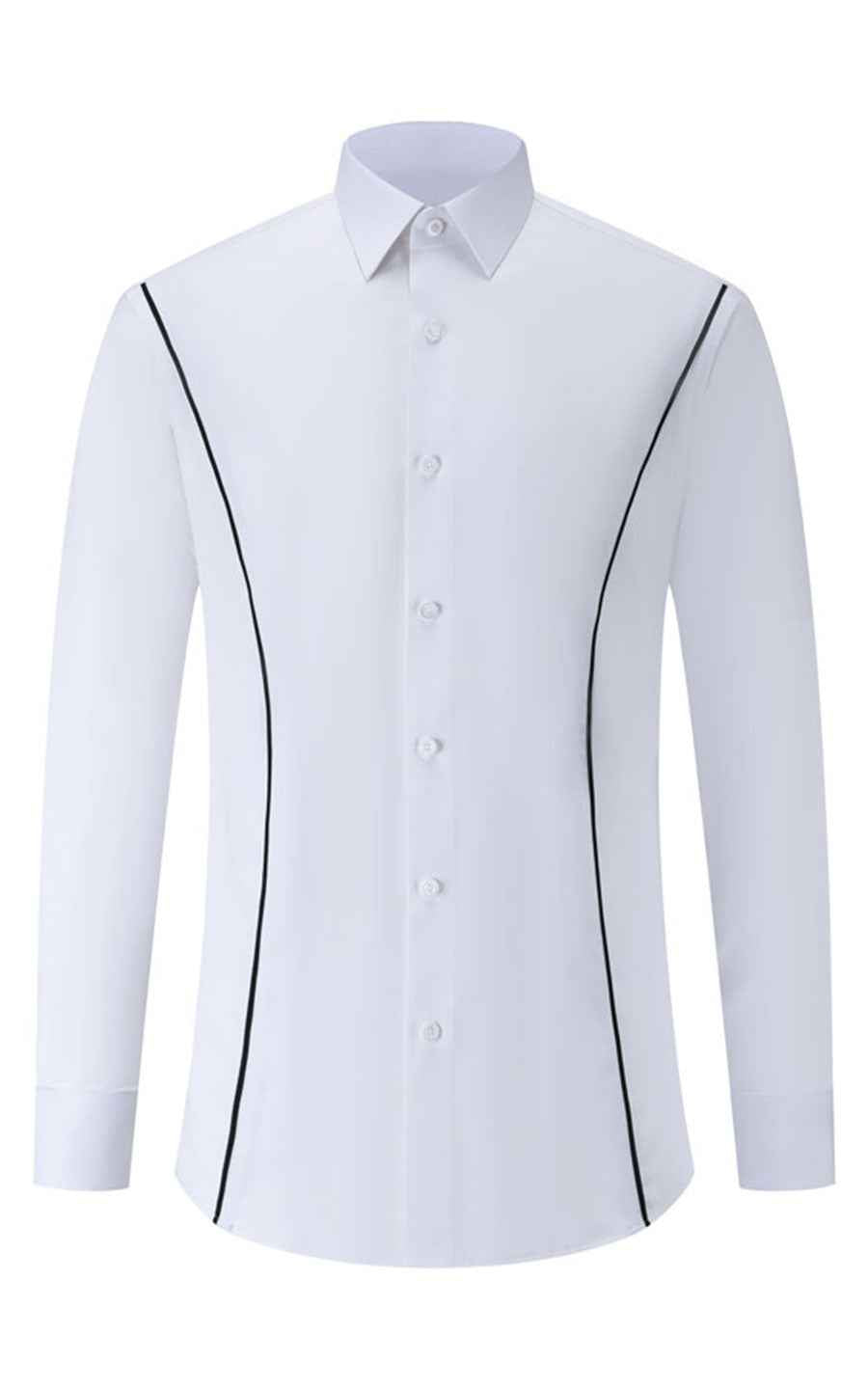 WIAI Men's White Stretch Cotton Blend Casual Shirt