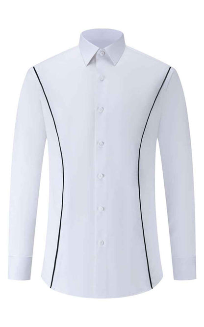 WIAI Men's White Stretch Cotton Blend Casual Shirt
