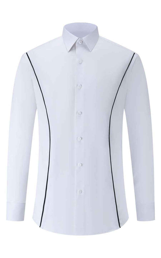 WIAI Men's White Stretch Cotton Blend Casual Shirt