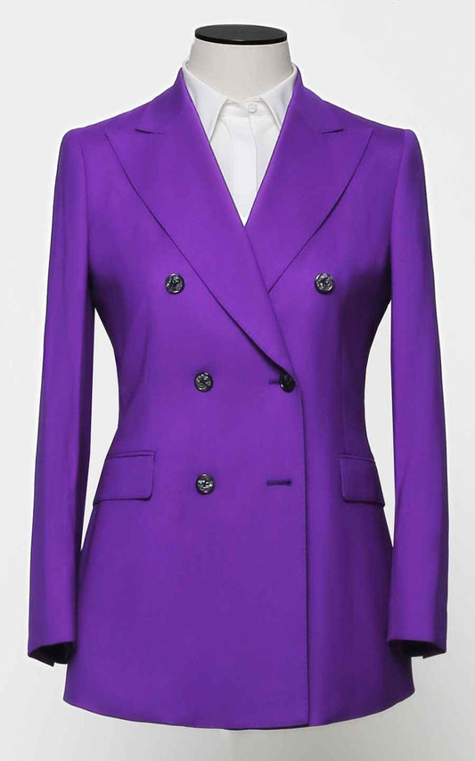 Women's Purple Double Breasted Blazer Jacket