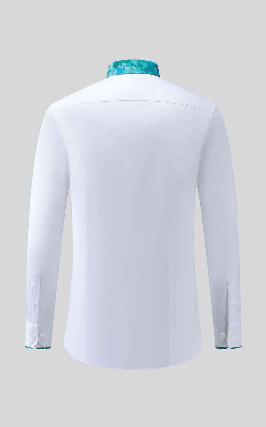 Custom White Dress Shirt with Green Accents - Tailored Fit