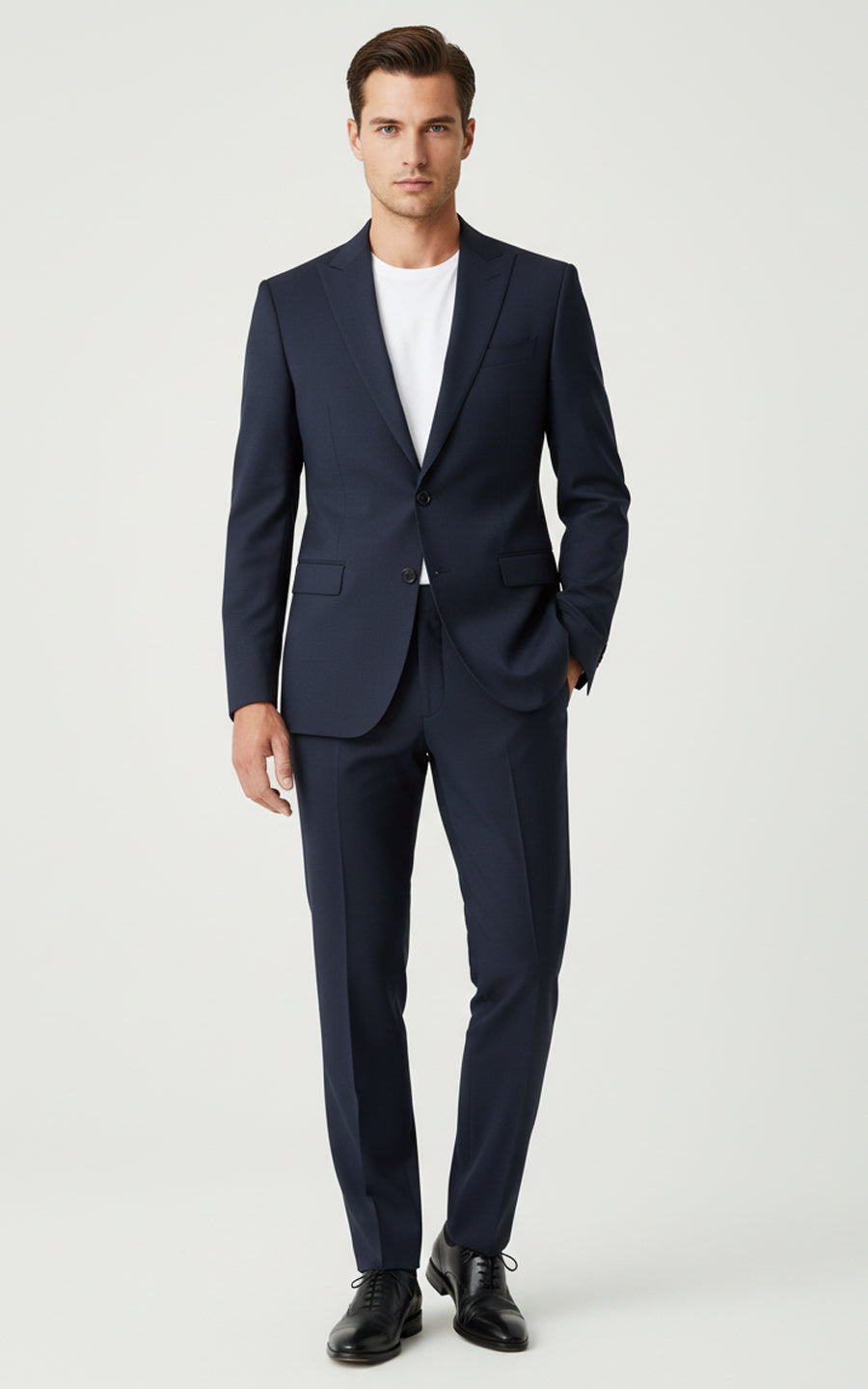 Deep Haze Blue Plain Weave Custom Men Business Suit Set Wear