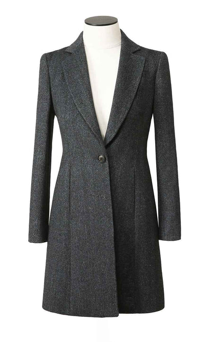 Premium Gray Herringbone Wool Blazer