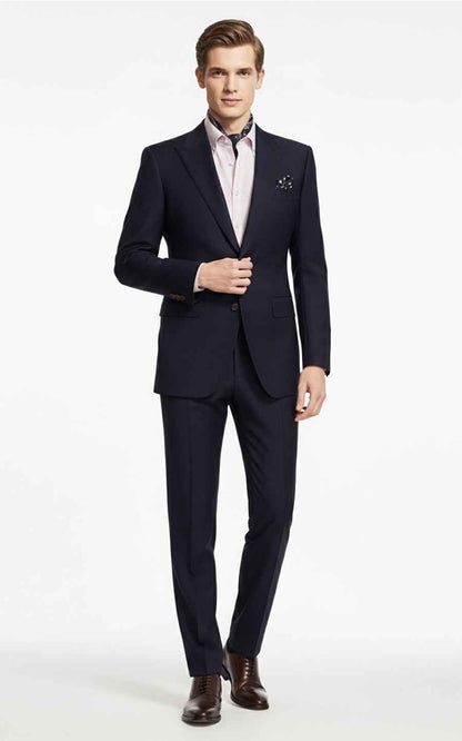 Dark Navy Slim Fit Business Men Suit Custom Tailored Set