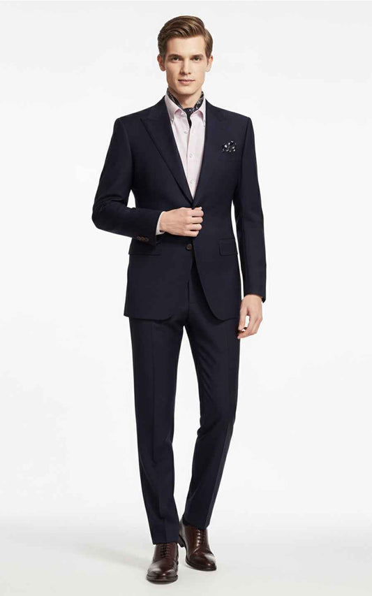 Dark Navy Slim Fit Business Men Suit Custom Tailored Set