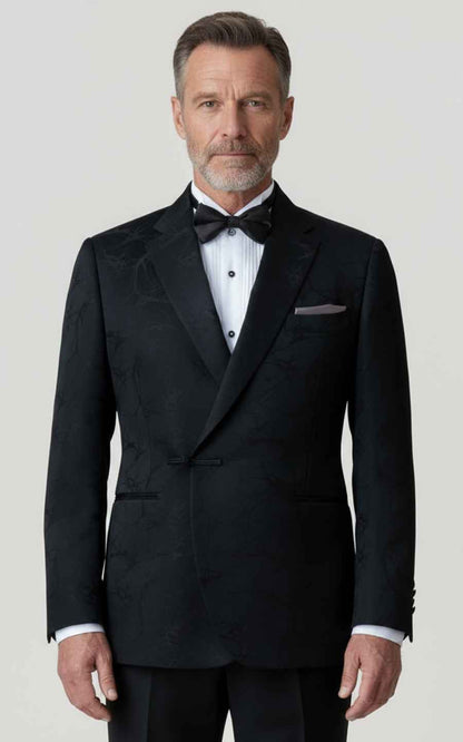 Black Double Breasted Tuxedo Men Formal Wedding Suit Coat