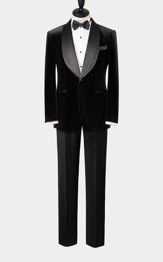 Black velvet custom tuxedo elegant formal wear men's