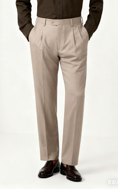 Custom Pants Light Khaki Twill Pants - Tailored Fit