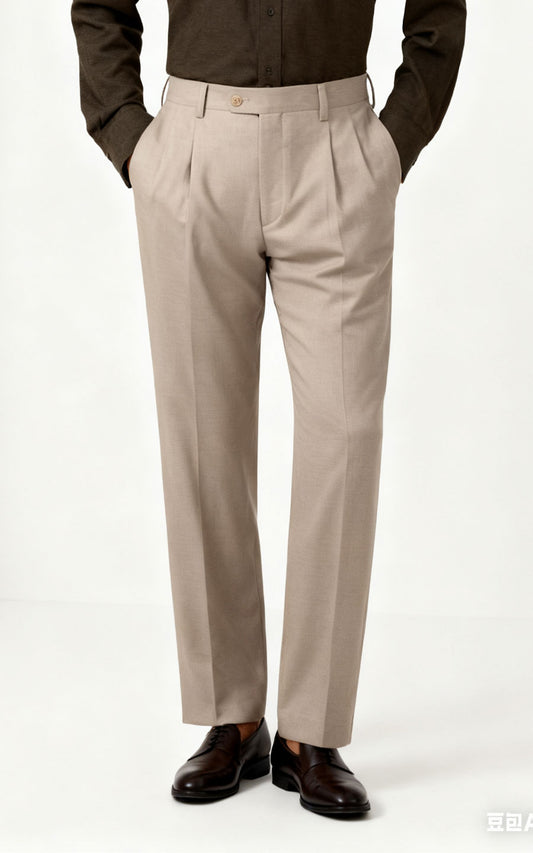 Custom Pants Light Khaki Twill Pants - Tailored Fit