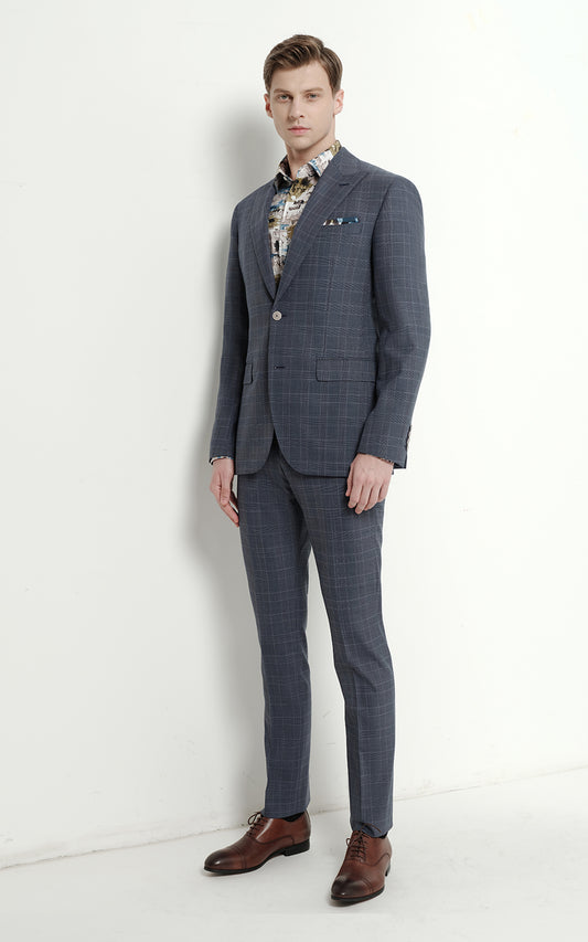 Fog Blue Custom Tailored Mens Suit Set Business Two Piece