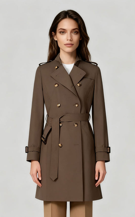 Classic Brown Double-Breasted Trench Coat