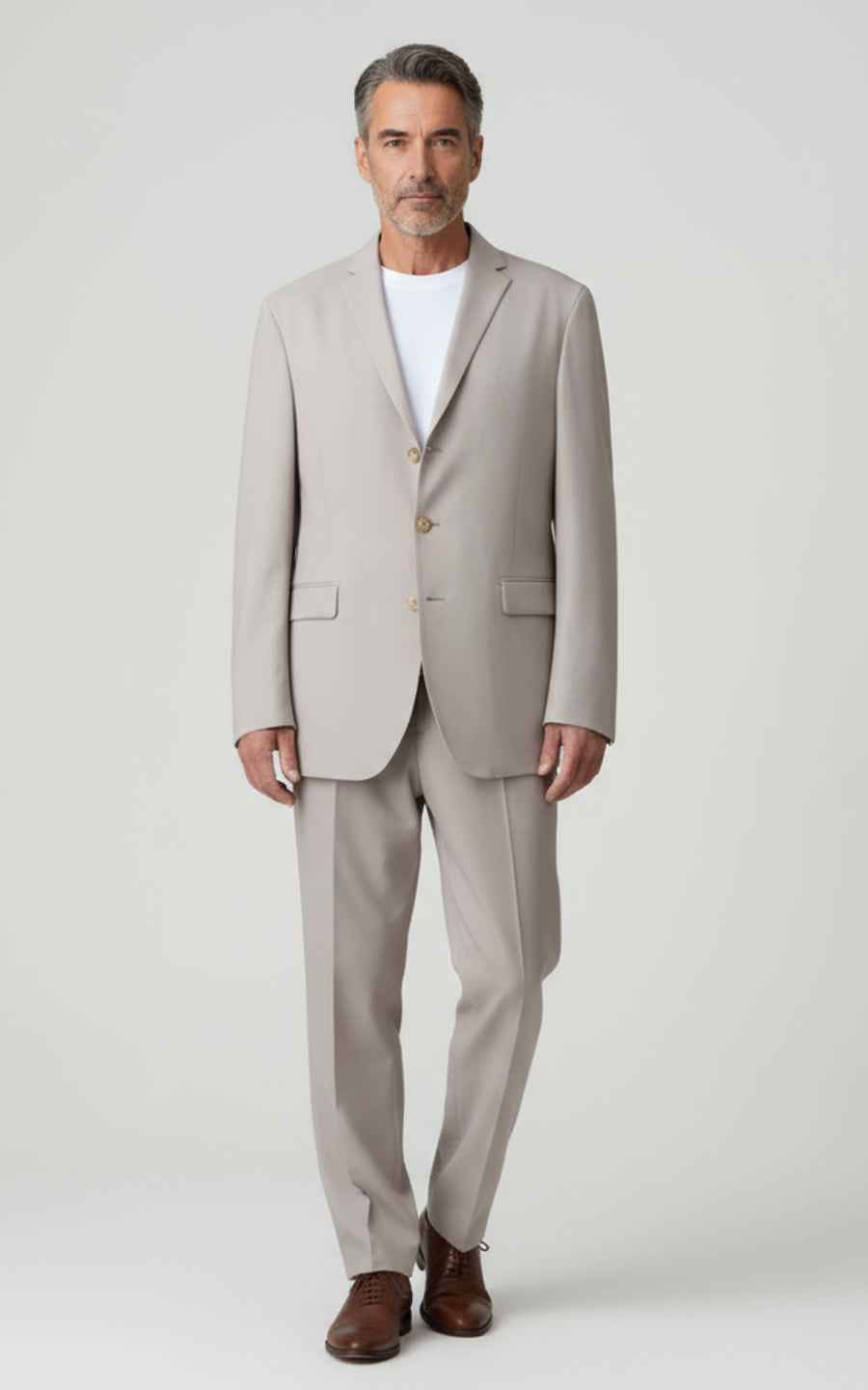 Mens Casual Suit Beige Tailored Modern Leisure Set