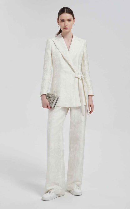 Women's Blazer Set White Wrap Elegant Two Piece