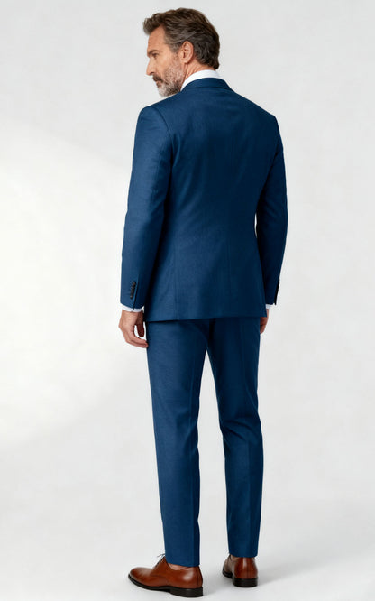 Navy Blue Twill Tailored Suit - Custom Made to Measure