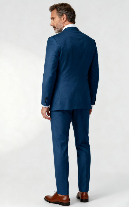 Navy Blue Twill Tailored Suit - Custom Made to Measure
