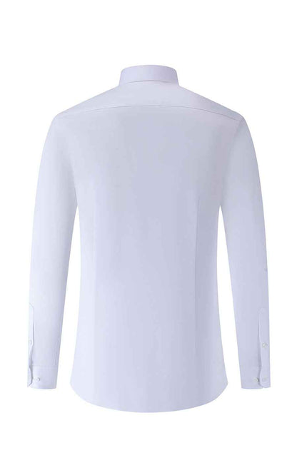 Men's White Shirt with Green Embroidery - Custom Collar