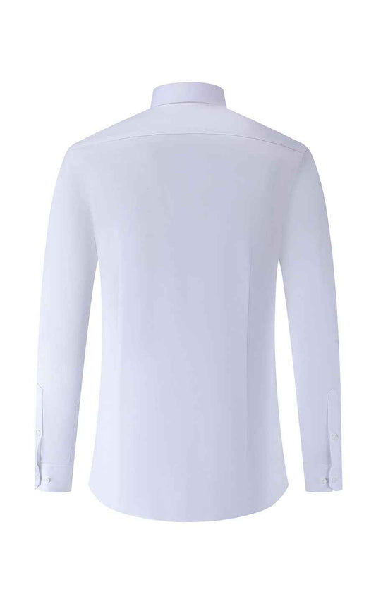 Men's White Shirt with Green Embroidery - Custom Collar