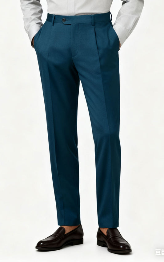 Custom Pants Teal Wool Suit Pants - Tailored Fit
