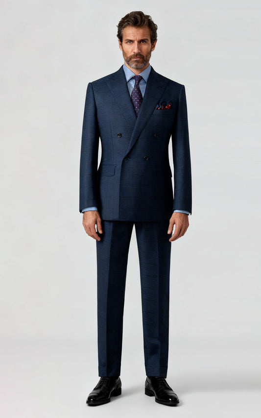 Suit custom Navy Blue Wool Business Suit Set for Men