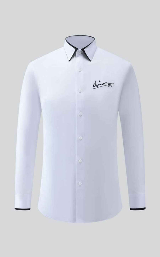 WIAI Custom Black Edge White Dress Shirt - Men's