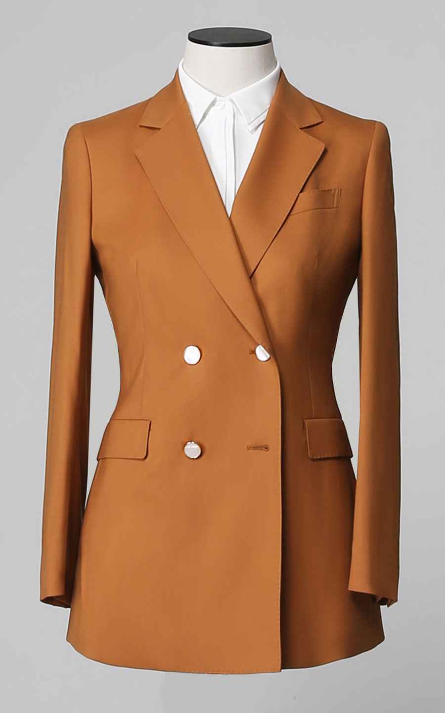 Women's Camel Double Breasted Blazer Jacket