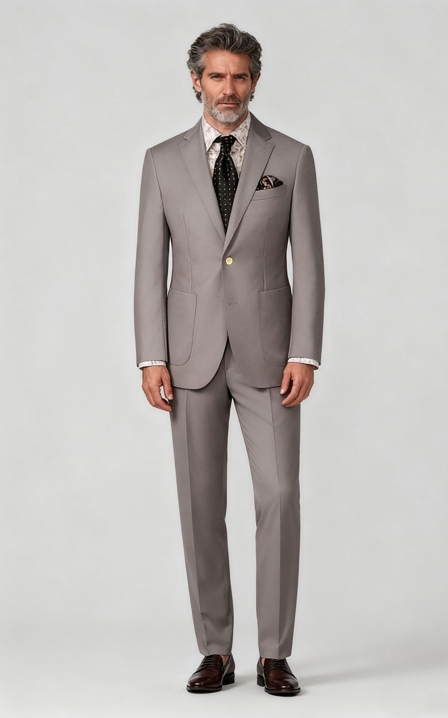 Men's Gray Striped Business Suit - Tailored Professional Custom