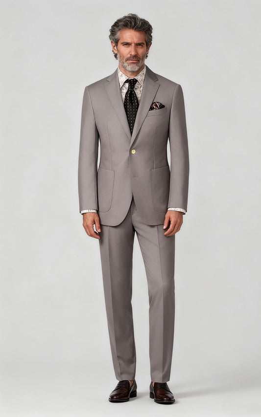 Men's Gray Striped Business Suit - Tailored Professional Custom