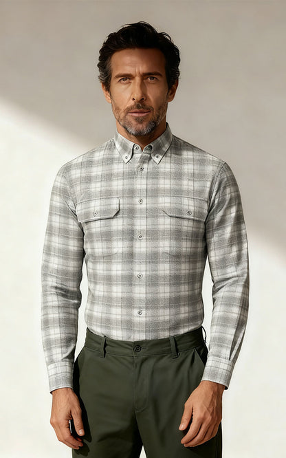 Light Grey Cotton Button Down Shirt Business Casual