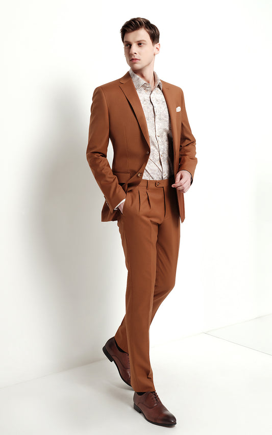 Caramel Tailored Suit Men Business Formal Two Piece Set