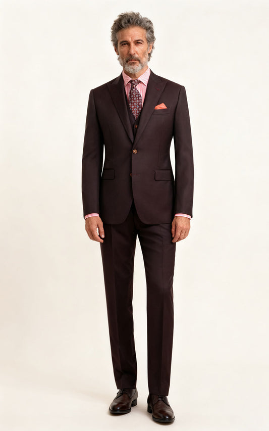 Custom Suit Burgundy Twill - Tailored Formal Menswear